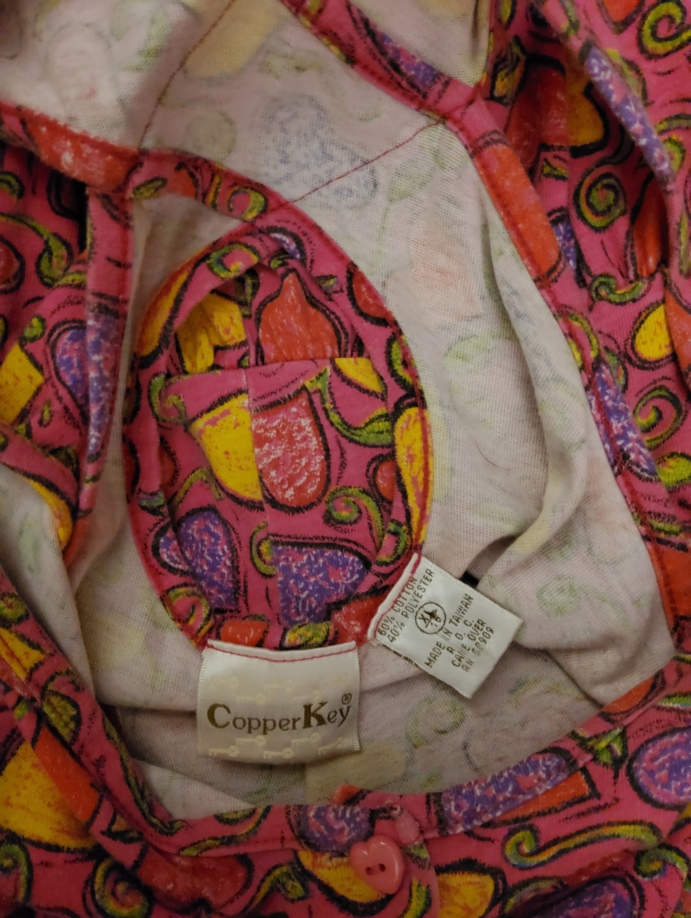1980s Heart-Print Pink Pocket Romper - Picture 5 of 6